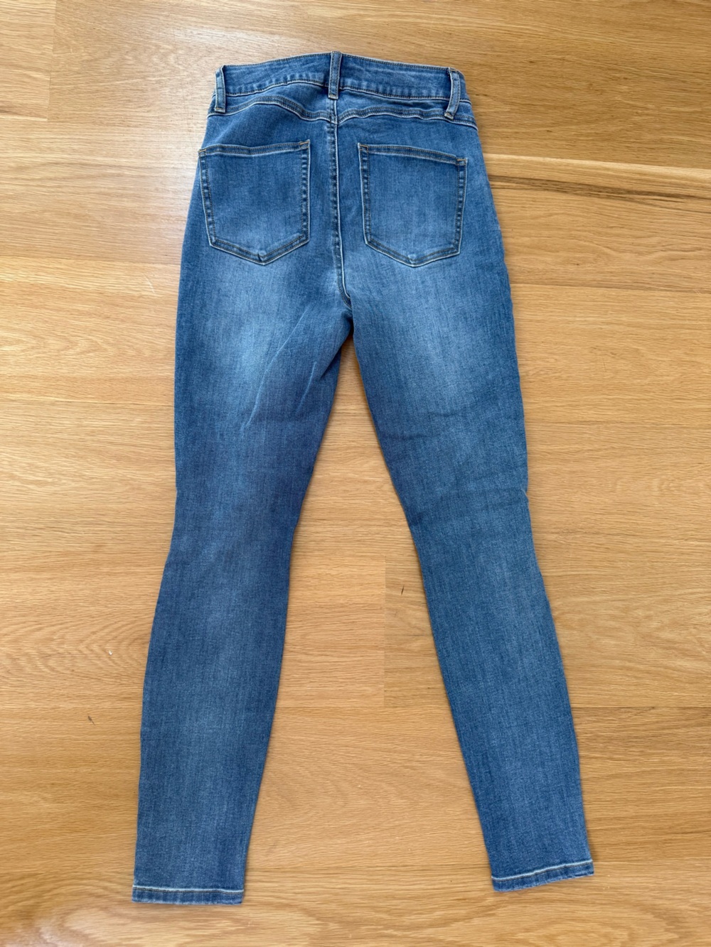 High-Rise Distressed Skinny Jeans - Blue - Picture 9 of 10